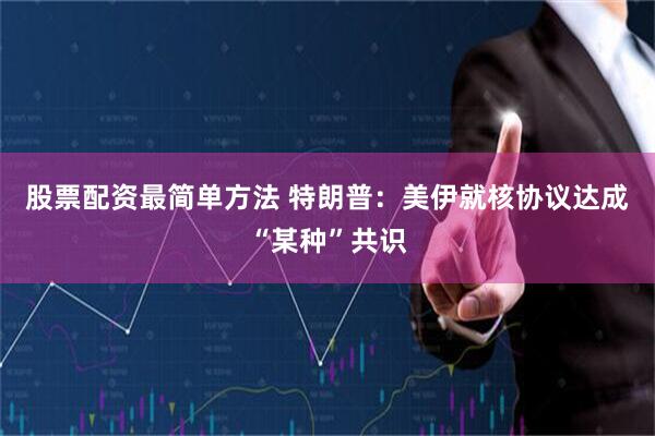 股票配资最简单方法 特朗普：美伊就核协议达成“某种”共识